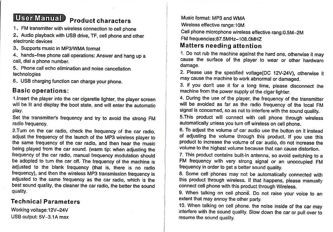 Wireless Bluetooth FM Transmitter Car Fast Charger Dual USB Type-C Handsfree Kit20