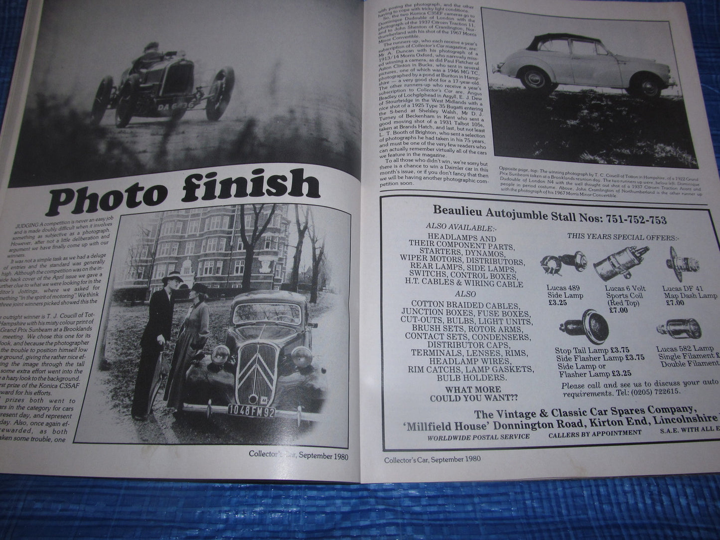 1980 SEPTEMBER COLLECTORS CAR MAGAZINE / MGA AUSTIN 7 TR4 MORRIS MINOR #bk111