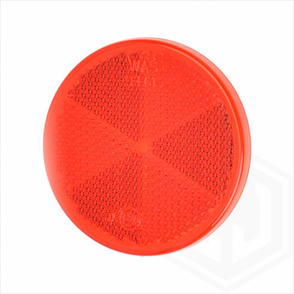 Red Stick-on 60mm Round Circular Trailer Caravan Reflectors 2x Self-Adhesive 1