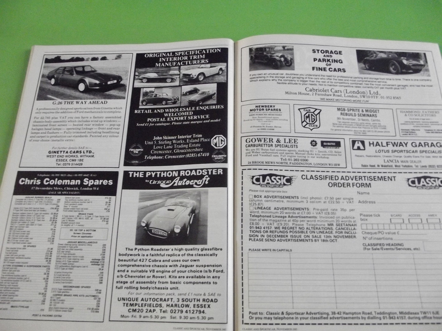 CLASSIC AND SPORTSCAR MAGAZINE NOVEMBER 1985 #c15