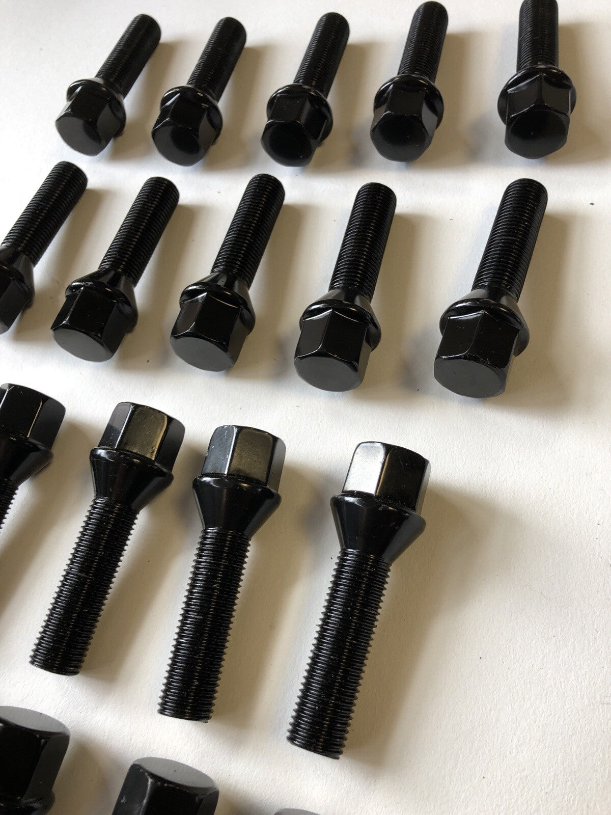 20 Black Extended Wheel Bolts 45mm Thread M14 x 1.5 Hex Head 19mm Tapered Cone5