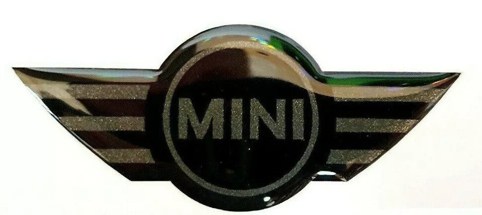 MINI Steering Wheel Badge Logo 3D Gel Domed Silver For Mini Gen1 R50 R52 R53 JCW4