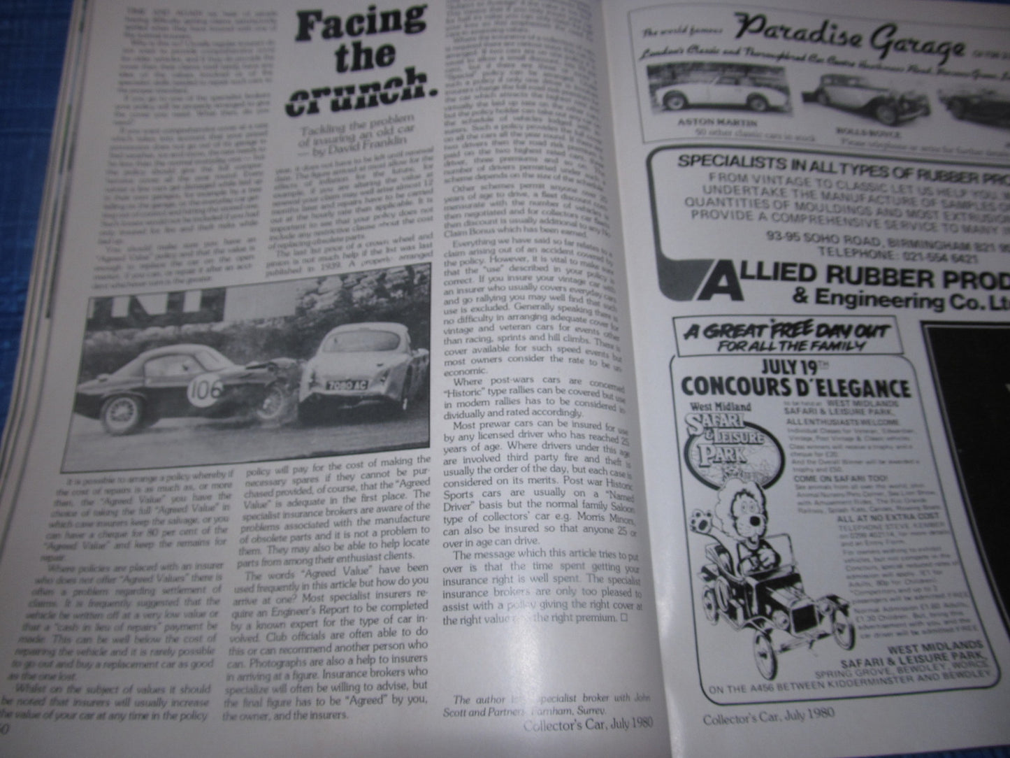 1980 JULY COLLECTORS CAR MAGAZINE / ROLLS ROYCE CITROEN MG AUSTIN 7 RACER #bk111