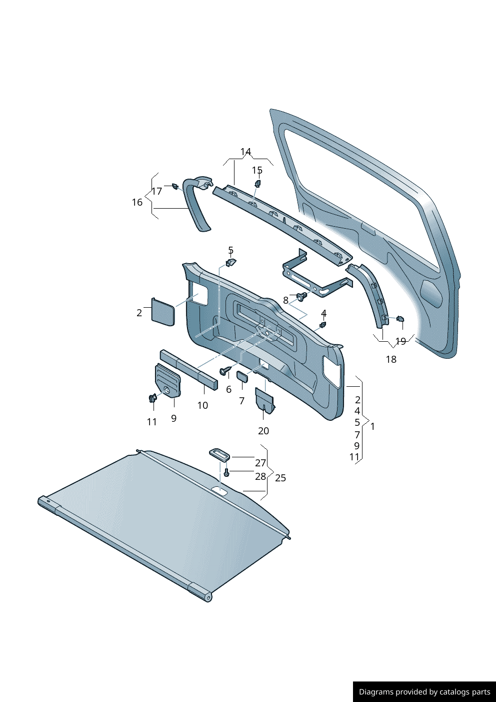 V Clips Metal Spring Trim Panel Tailgate Interior VW Audi Skoda Seat x5 1J68672719
