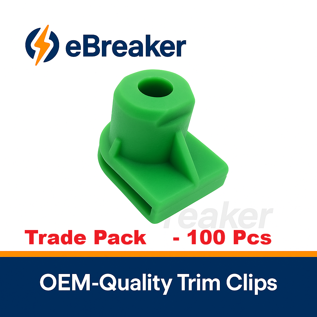 Green Plastic Spire C-Clip - Bumper & Trim Panel Fastener