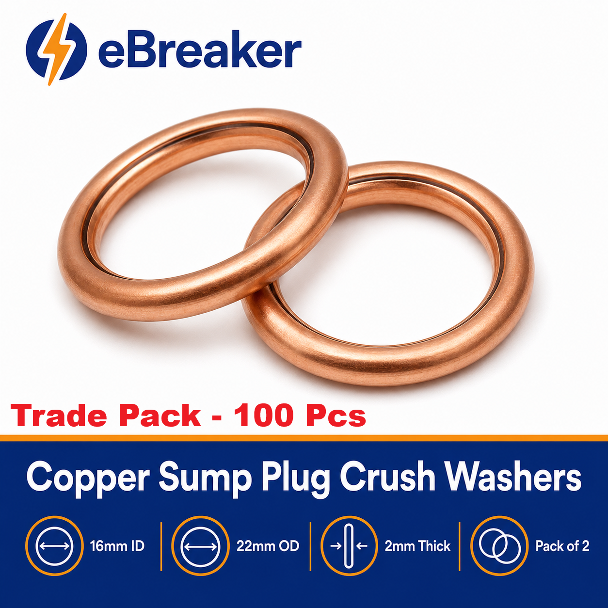 16mm Copper Oil Sump Plug Crush Washers – Renault Peugeot Citroën Nissan Dacia & More