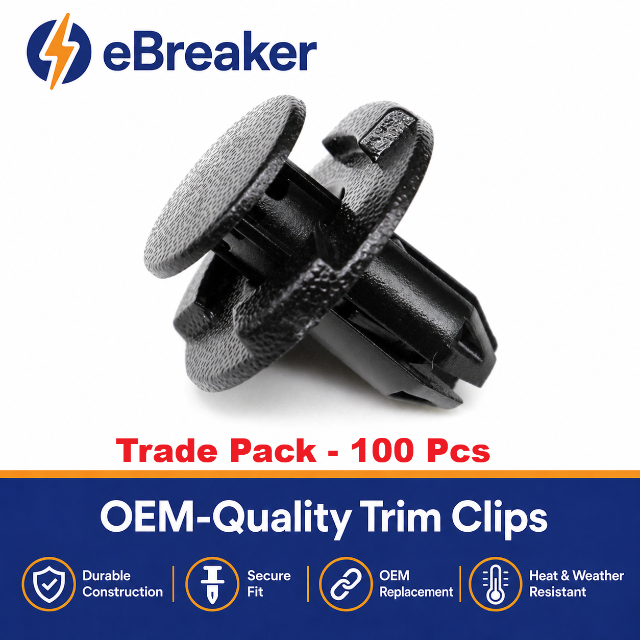 Push Fit Plastic Rivet Trim Clips for Nissan Mazda Ford Renault - 8mm Black