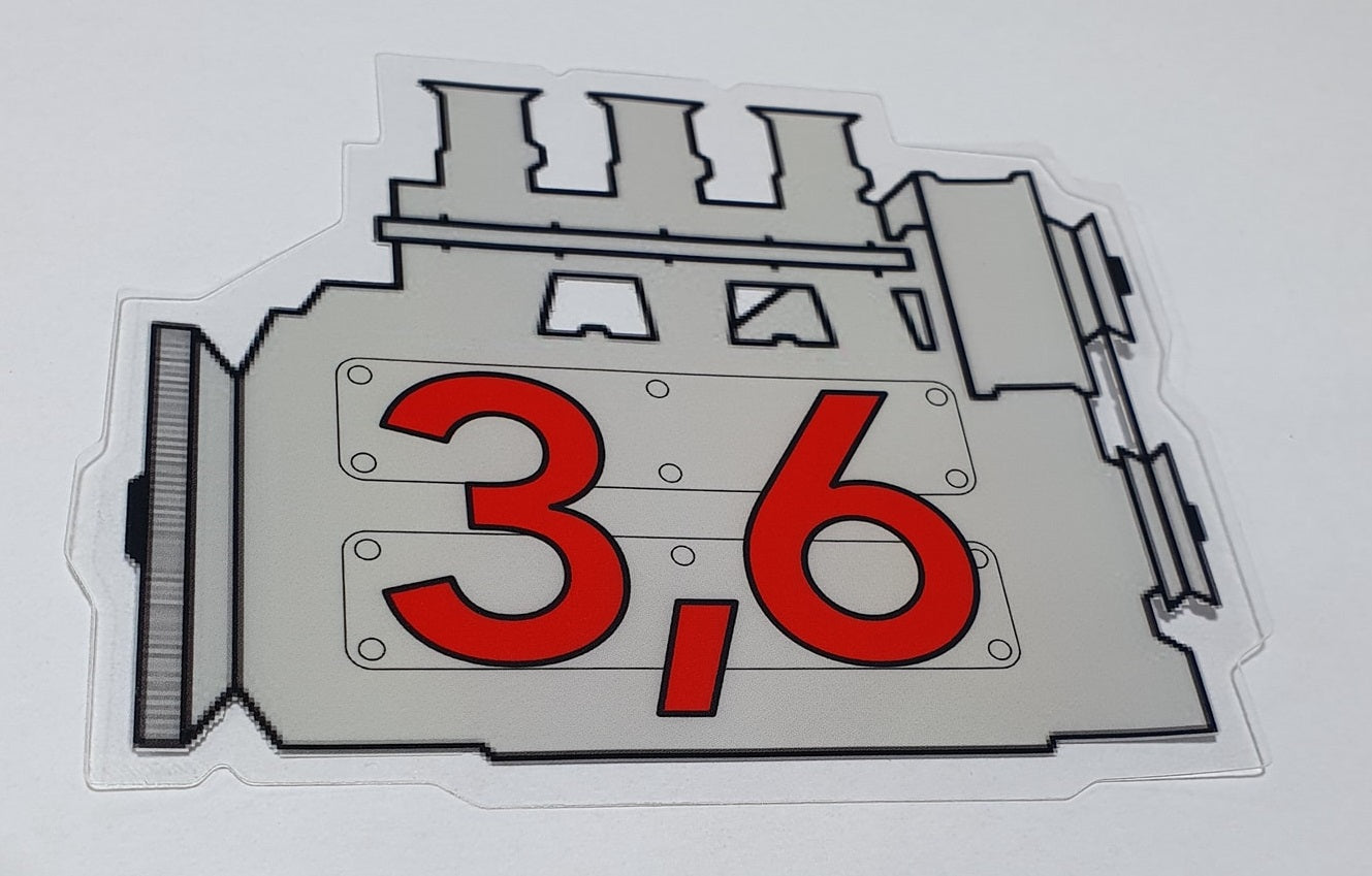 Porsche 911 3.6 engine window sticker - Retro Outlaw style rear screen decal