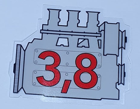 Porsche 911 3.8 engine window sticker - Retro Outlaw style rear screen decal