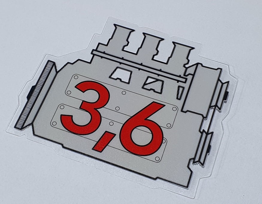 Porsche 911 3.6 engine window sticker - Retro Outlaw style rear screen decal
