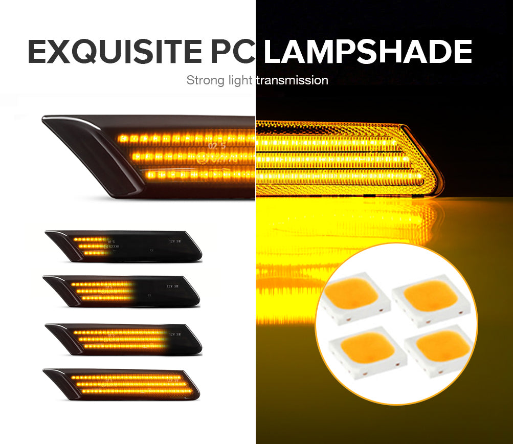 PORSCHE DYNAMIC LED SMOKED SIDE INDICATOR REPEATER LIGHTS 911 - 997 - 987