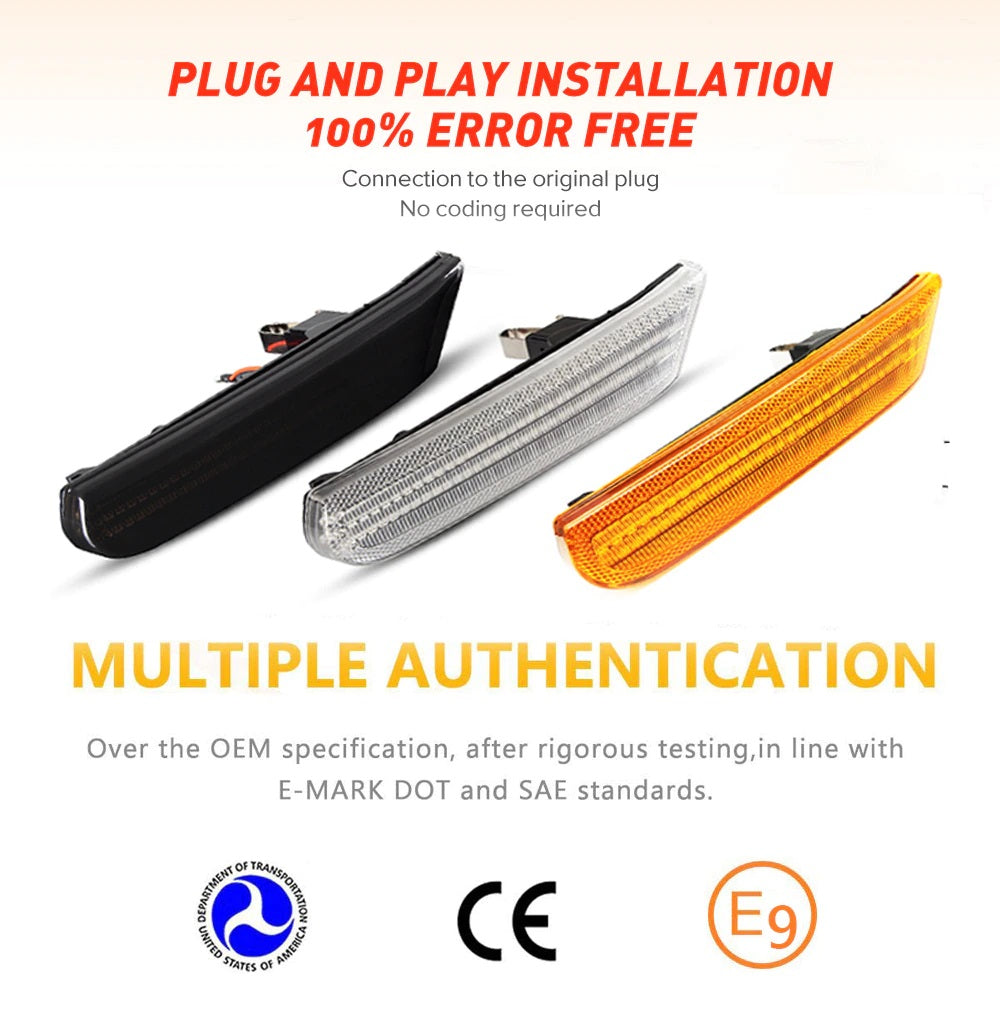 PORSCHE BOXSTER 986 & 911 CARRERA 996 AMBER DYNAMIC LED SIDE INDICATOR REPEATER LIGHTS