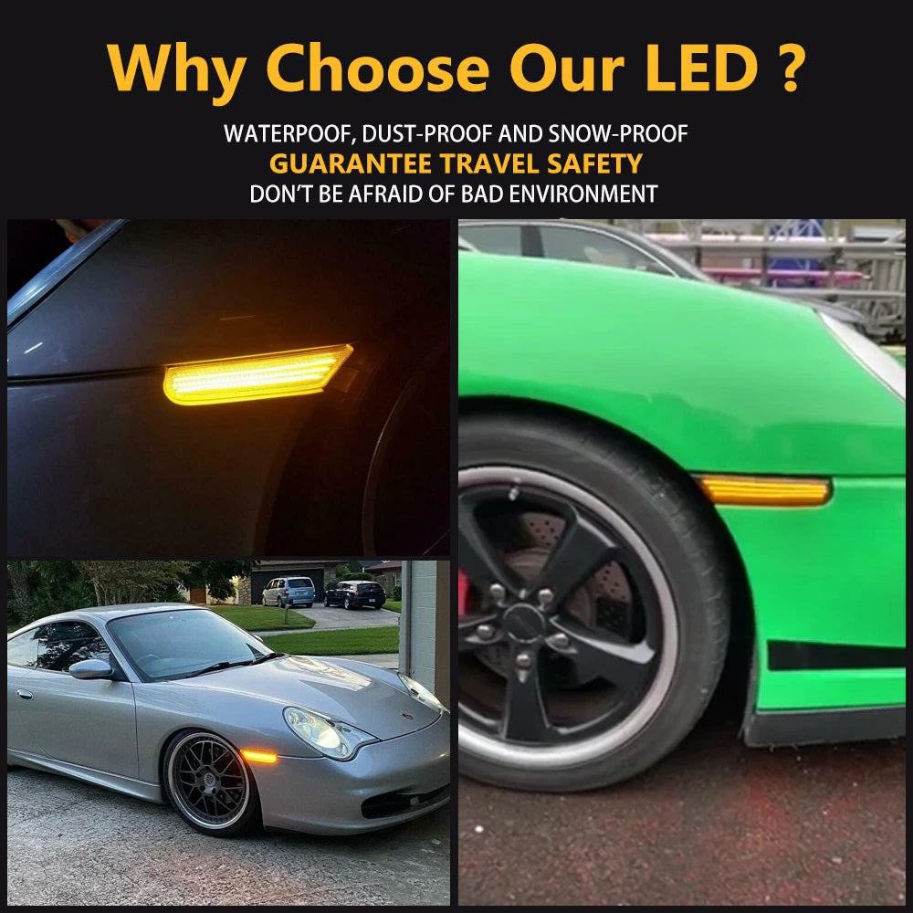 PORSCHE BOXSTER 986 & 911 CARRERA 996 AMBER DYNAMIC LED SIDE INDICATOR REPEATER LIGHTS
