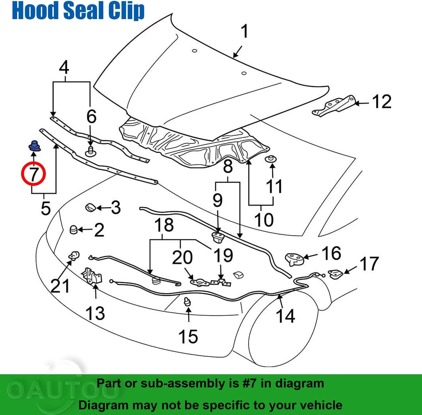 Mitsubishi Brown Weatherstrip Retaining Clip - Bonnet Rubber Seal Fastener MU481027