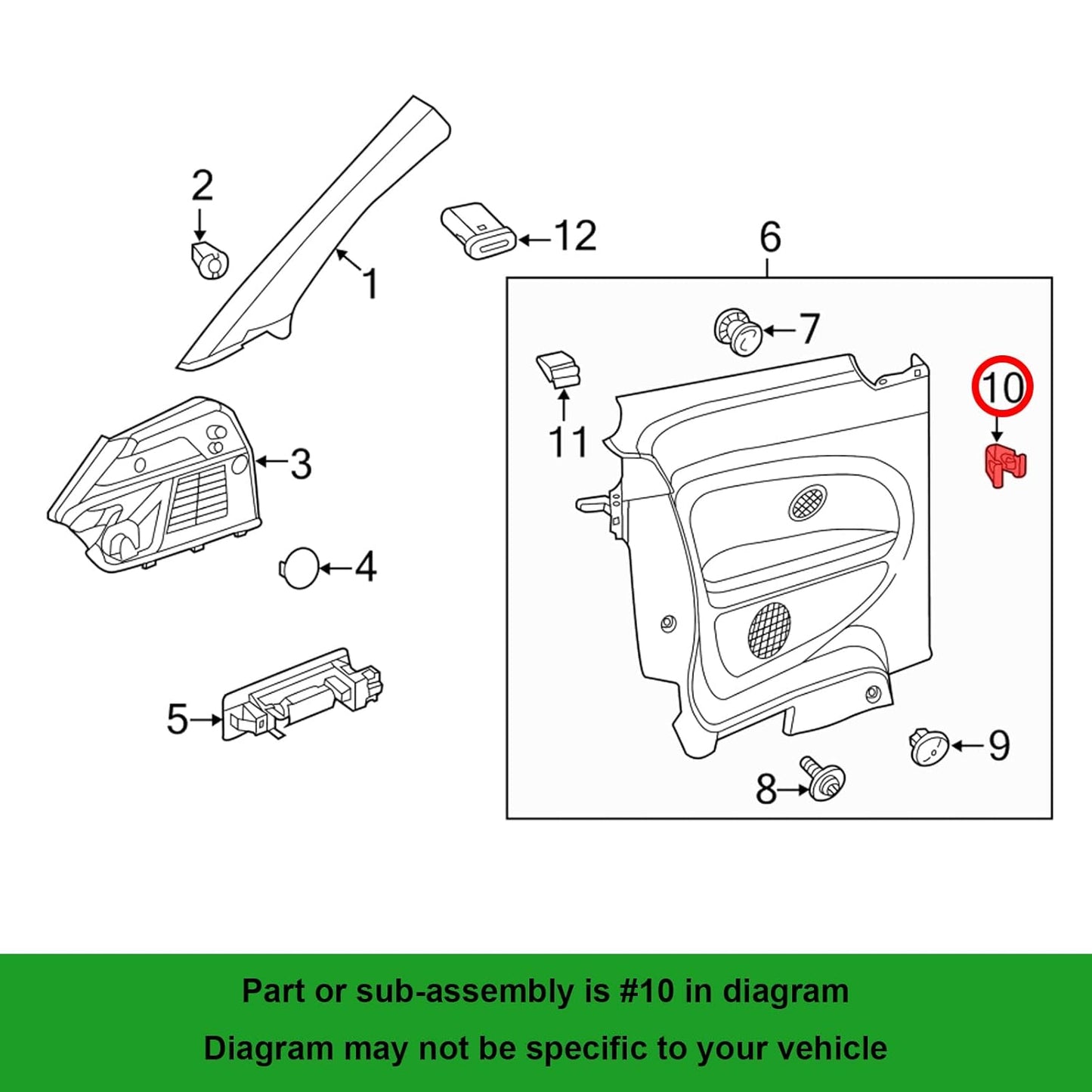 VAG Interior Door Sill & Pillar Trim Metal Spring Clip - Audi VW SEAT Skoda