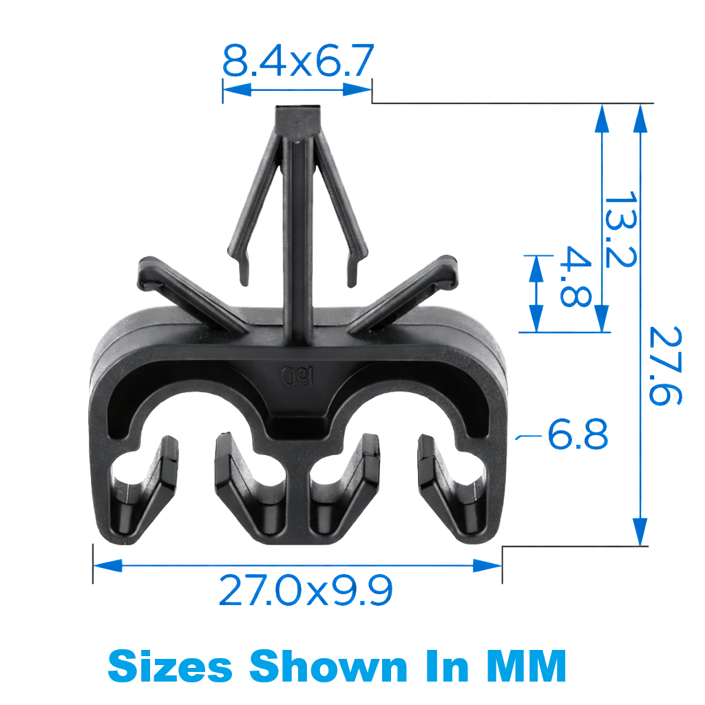 Twin Pipe & Cable Holding Clip - Brake, Fuel & Electrical Lines up to 7mm