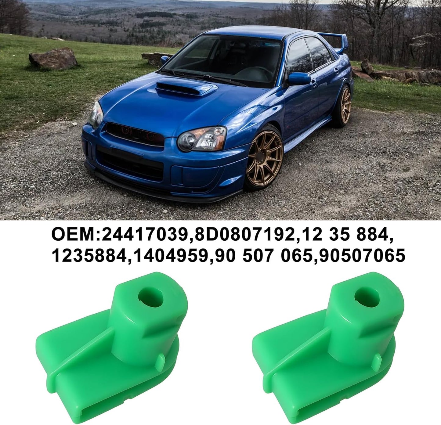 Green Plastic Spire C-Clip - Bumper & Trim Panel Fastener