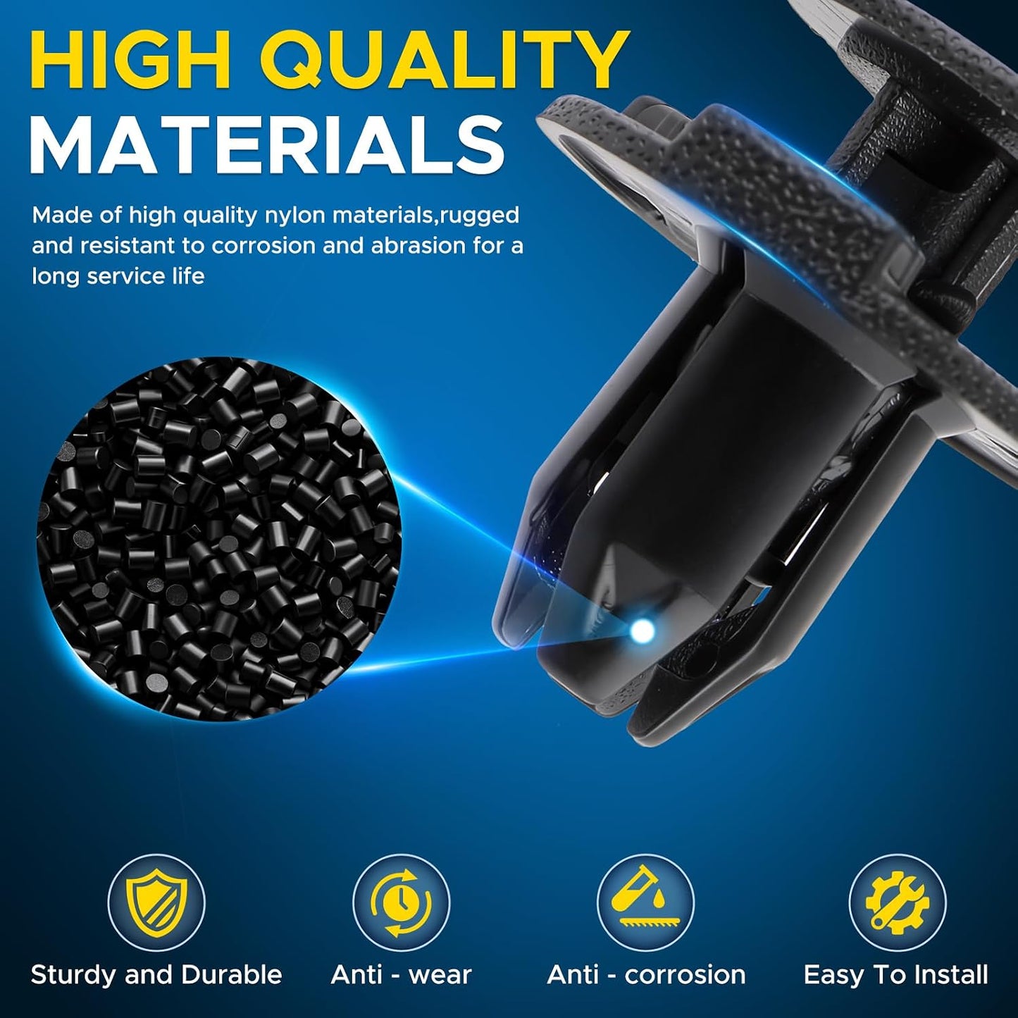 Push Fit Plastic Rivet Trim Clips for Nissan Mazda Ford Renault - 8mm Black