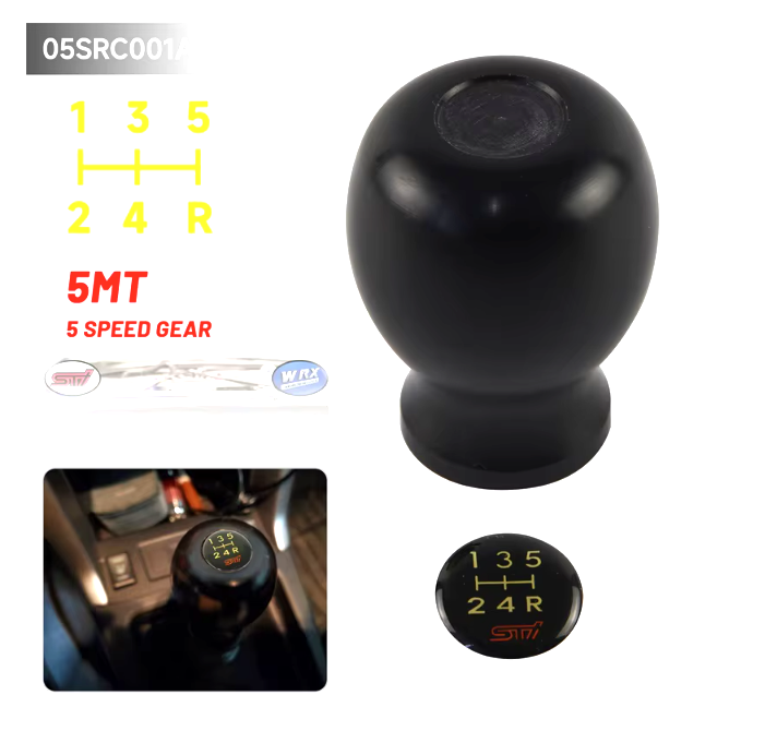 Black Subaru Impreza WRX STI Duracon Style Gear Knob 5 / 6 Speed R-Down Direct Fit