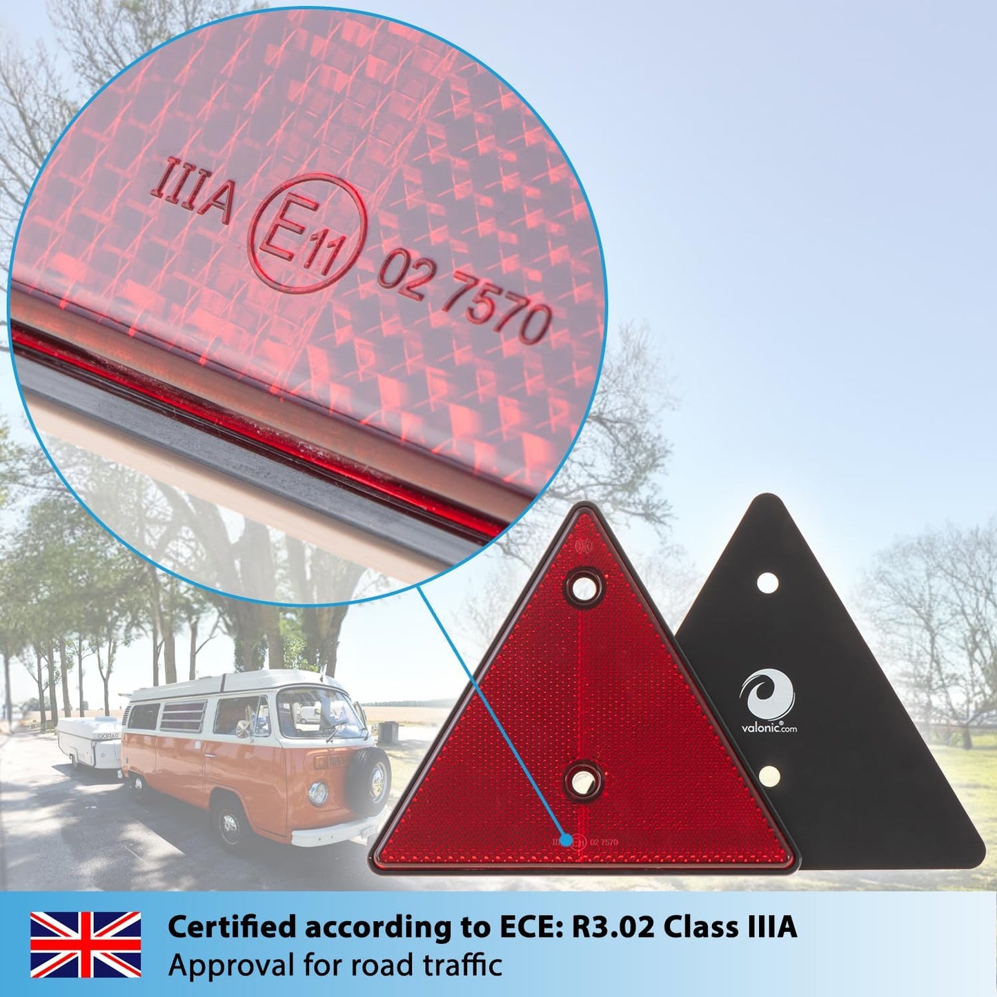 Red Triangle Reflector Set - ECE Trailer Caravan & Recovery Vehicle Safety Reflectors