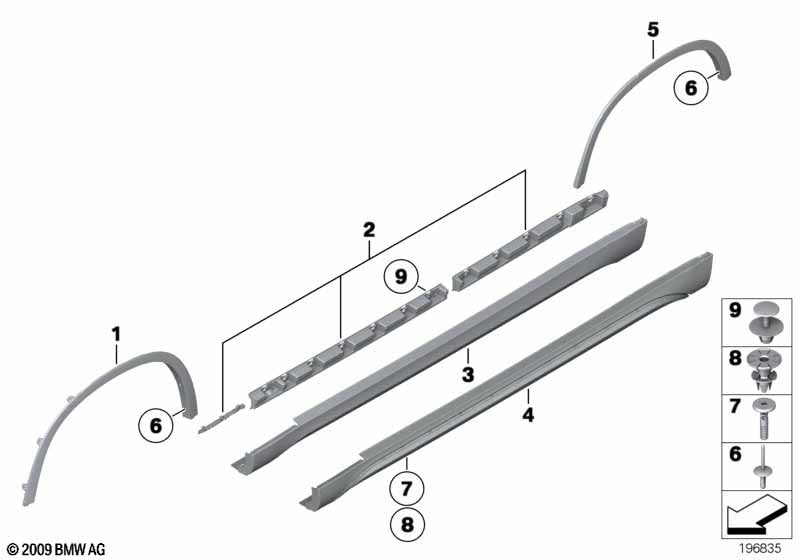 BMW Push Pin Expanding Rivet - Side Skirt & Wheel Arch Trim Clip 07147213303