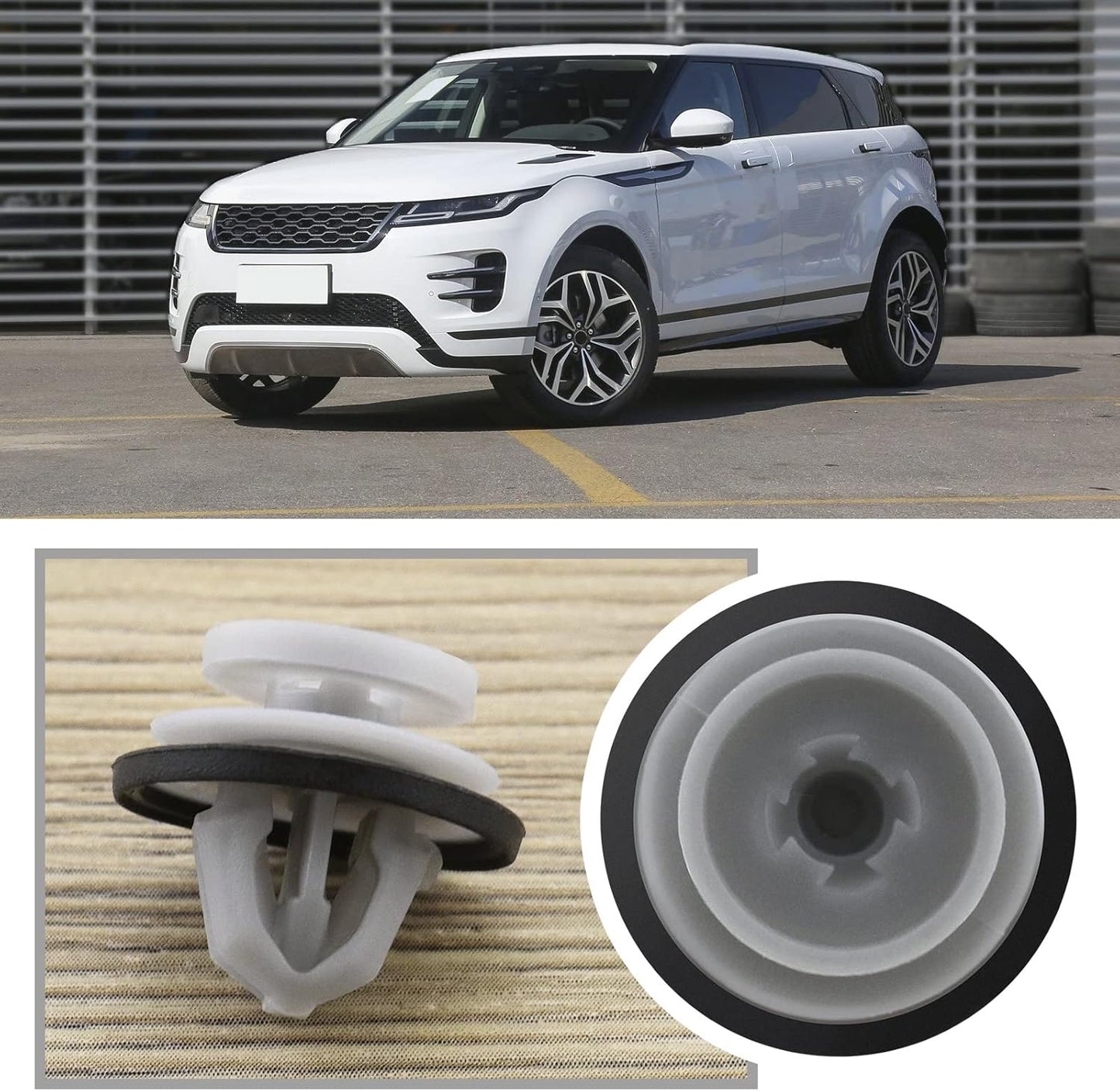 Land Rover Exterior Arch & Door Moulding Clip - Grey Trim Retainer with Rubber Seal LR112137