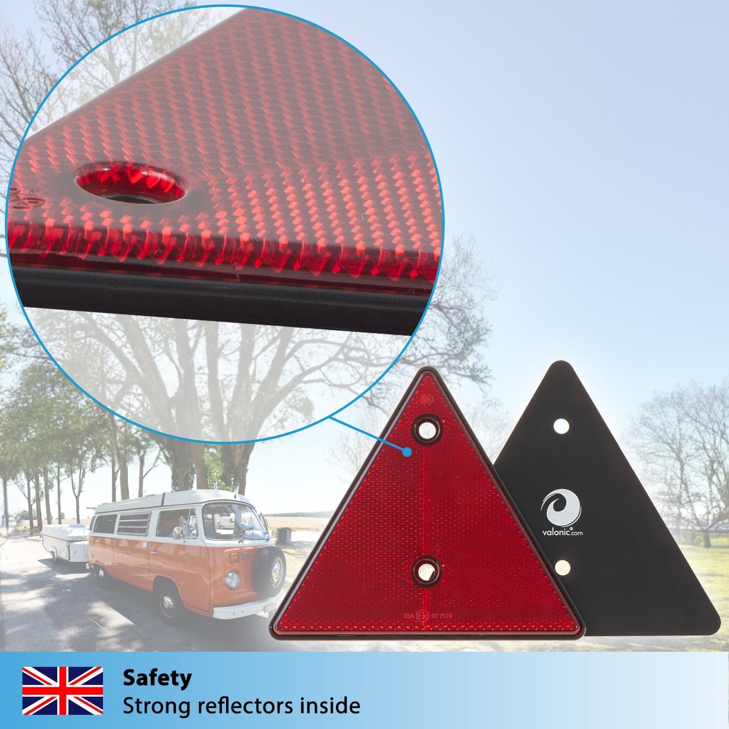 Red Triangle Reflector Set - ECE Trailer Caravan & Recovery Vehicle Safety Reflectors