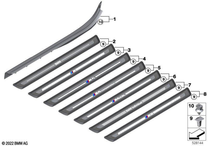BMW Door Sill Trim Cover Clip - Scuff Plate Fastener 51471840960
