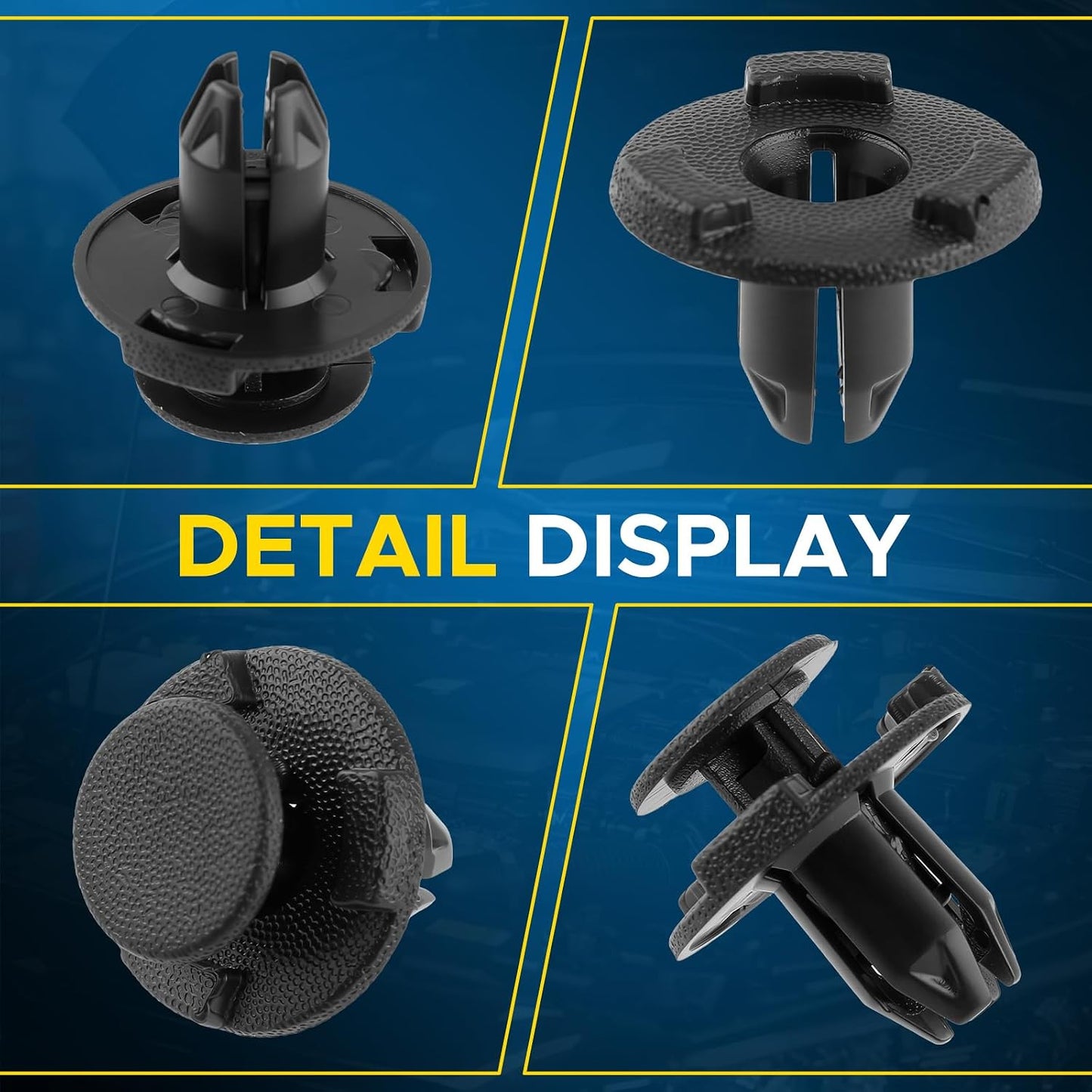 Push Fit Plastic Rivet Trim Clips for Nissan Mazda Ford Renault - 8mm Black