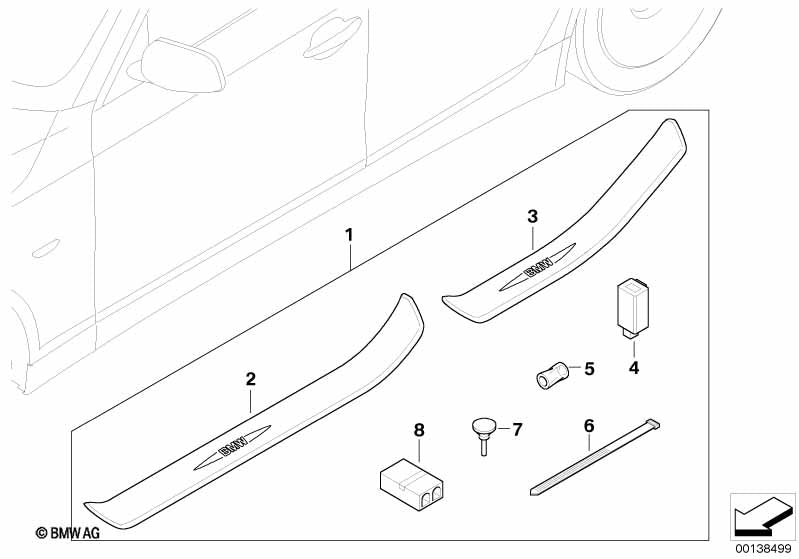 BMW Door Sill Trim Cover Clip - Scuff Plate Fastener 51471840960