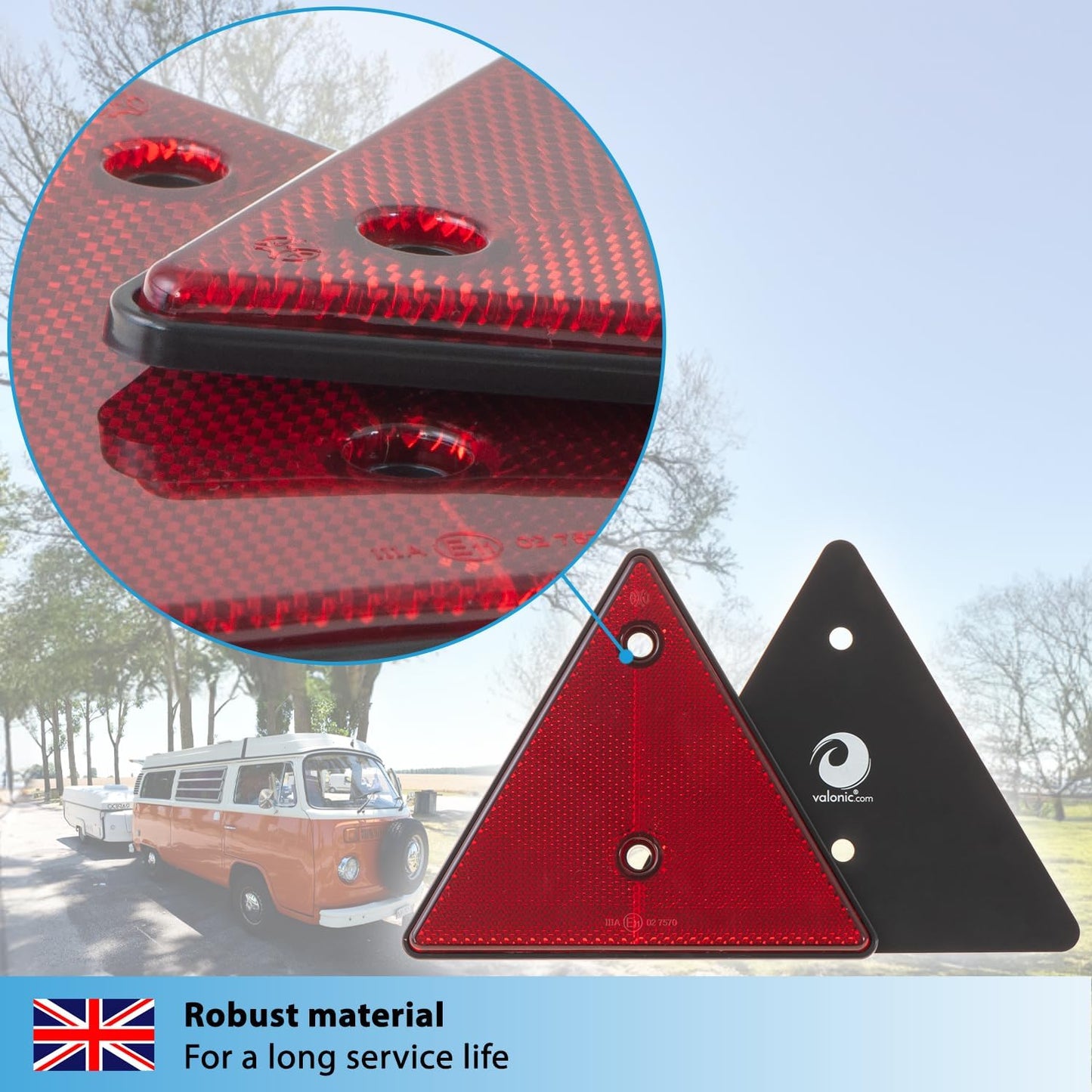 Red Triangle Reflector Set - ECE Trailer Caravan & Recovery Vehicle Safety Reflectors