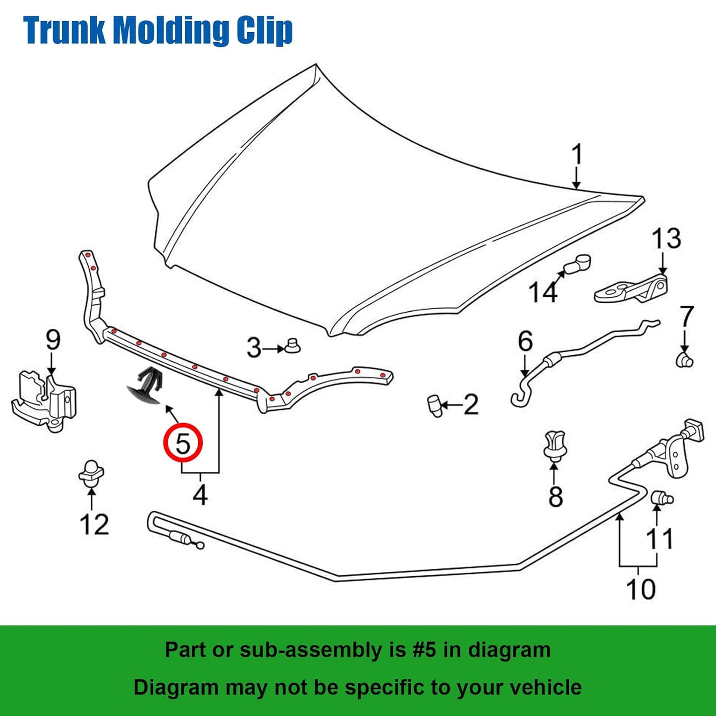 Honda Weather Seal Trim Clip - Bonnet Rubber Weatherstrip Fastener 91518-SM4-003