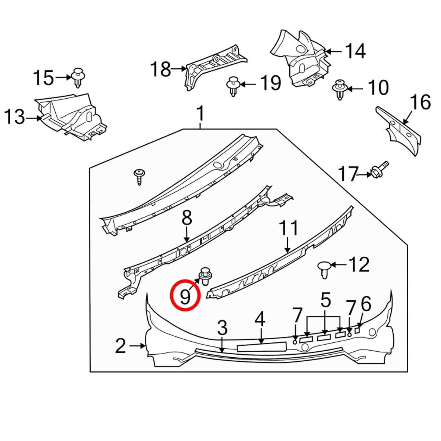 Push Fit Plastic Rivet Trim Clips for Nissan Mazda Ford Renault - 8mm Black