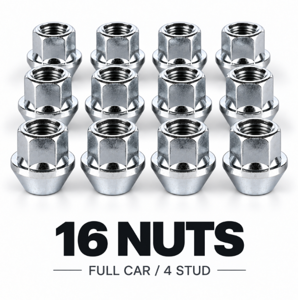 M12x1.25 Open Wheel Nuts 60° Taper 17mm Hex – Subaru Nissan Toyota – eBreaker