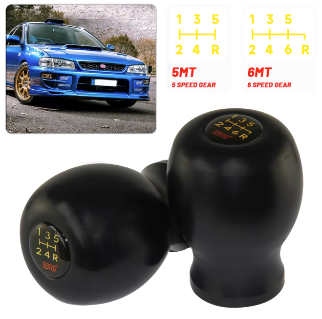 Black Subaru Impreza WRX STI Duracon Style Gear Knob 5 / 6 Speed R-Down Direct Fit