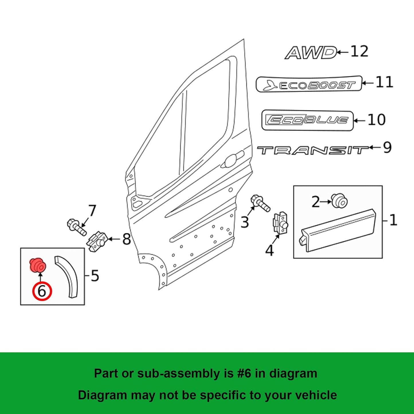 Ford Transit Custom Trim & Moulding Clip with Seal - 5255437