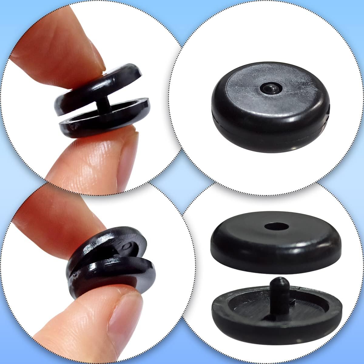 Universal Seat Belt Buckle Stopper Button Clip - Black