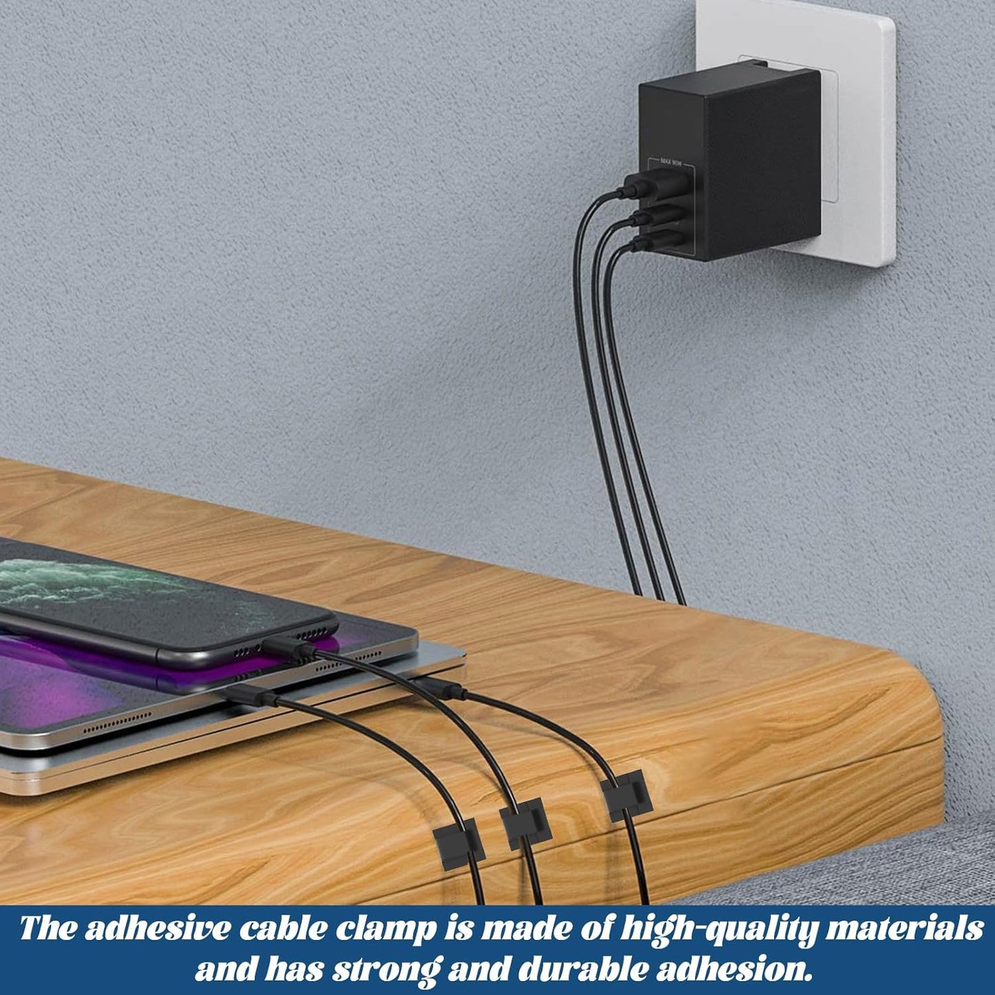 Black Self-Adhesive Cable & Wiring Clip Holder - Interior Trim Wire Retainer