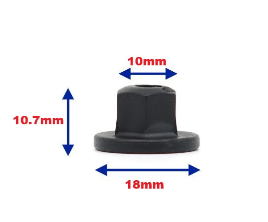 BMW & MINI 10mm Plastic Coarse Thread Hex Nut - Undertray & Trim Panel Fastener