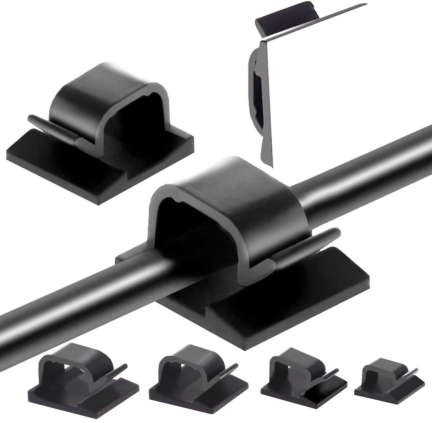 Black Self-Adhesive Cable & Wiring Clip Holder - Interior Trim Wire Retainer