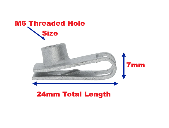 M6 Galvanised Spire Nut C-Clip - Underbody Shield & Trim Panel Fastener
