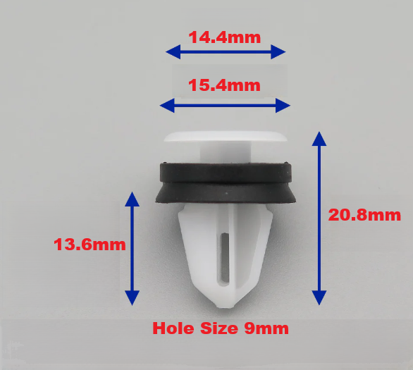 Land Rover & Ford 9mm Trim Panel Clip with Rubber Seal - Door Card Fastener LR013135