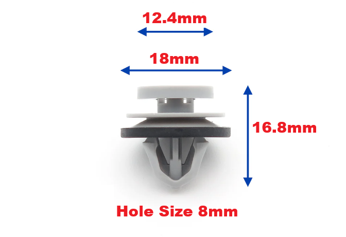 Land Rover Exterior Arch & Door Moulding Clip - Grey Trim Retainer with Rubber Seal LR112137
