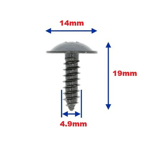 Automotive Vehicle Universal M5 Black Flange Head Self Tapping Trim Screw - Car Van Truck