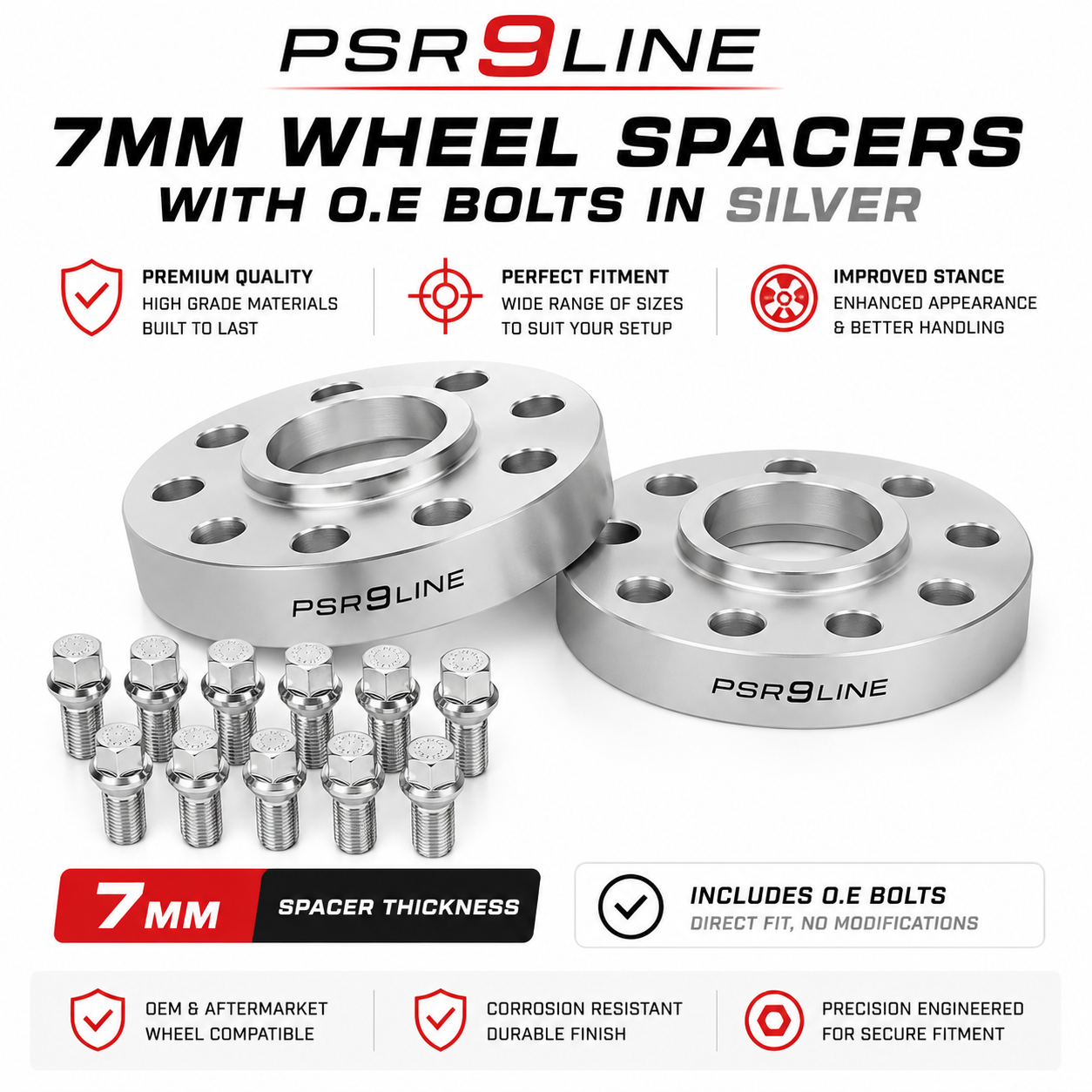 Porsche Wheel Spacer Kit with OE Type Bolts - 7mm, 12mm, 15mm or 20mm