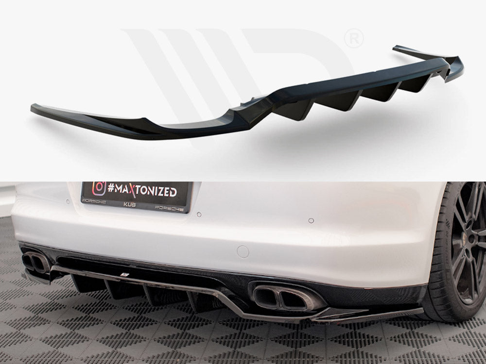 Maxton Design Central Rear Splitter (Vertical Bars) — Porsche Panamera Turbo 970