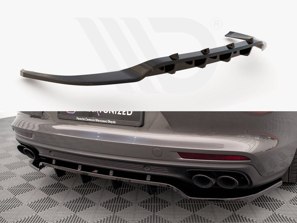 Maxton Design Central Rear Splitter (Vertical Bars) — Porsche Panamera E-Hybrid 971
