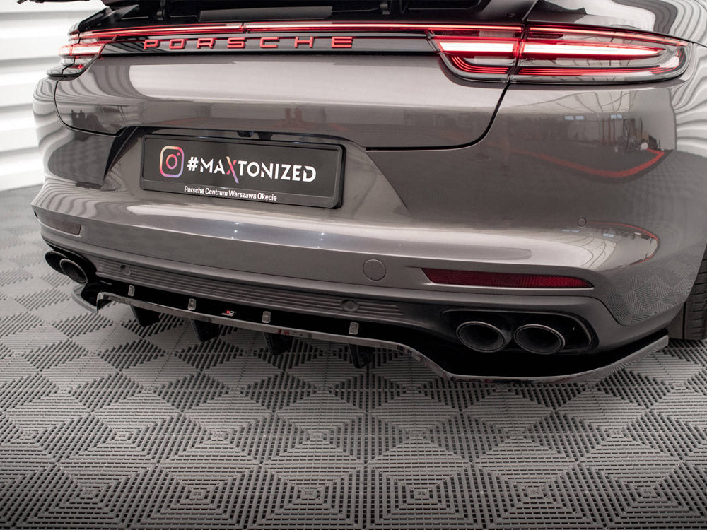 Maxton Design Central Rear Splitter (Vertical Bars) — Porsche Panamera E-Hybrid 971