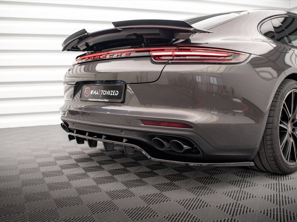 Maxton Design Central Rear Splitter (Vertical Bars) — Porsche Panamera E-Hybrid 971