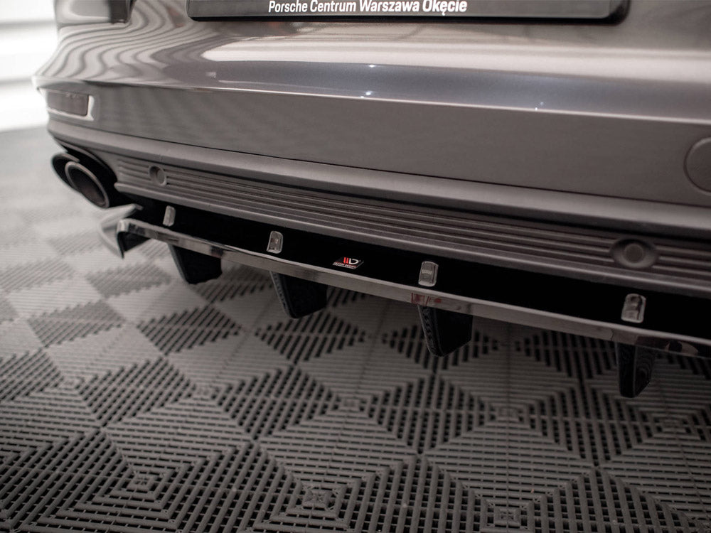 Maxton Design Central Rear Splitter (Vertical Bars) — Porsche Panamera E-Hybrid 971